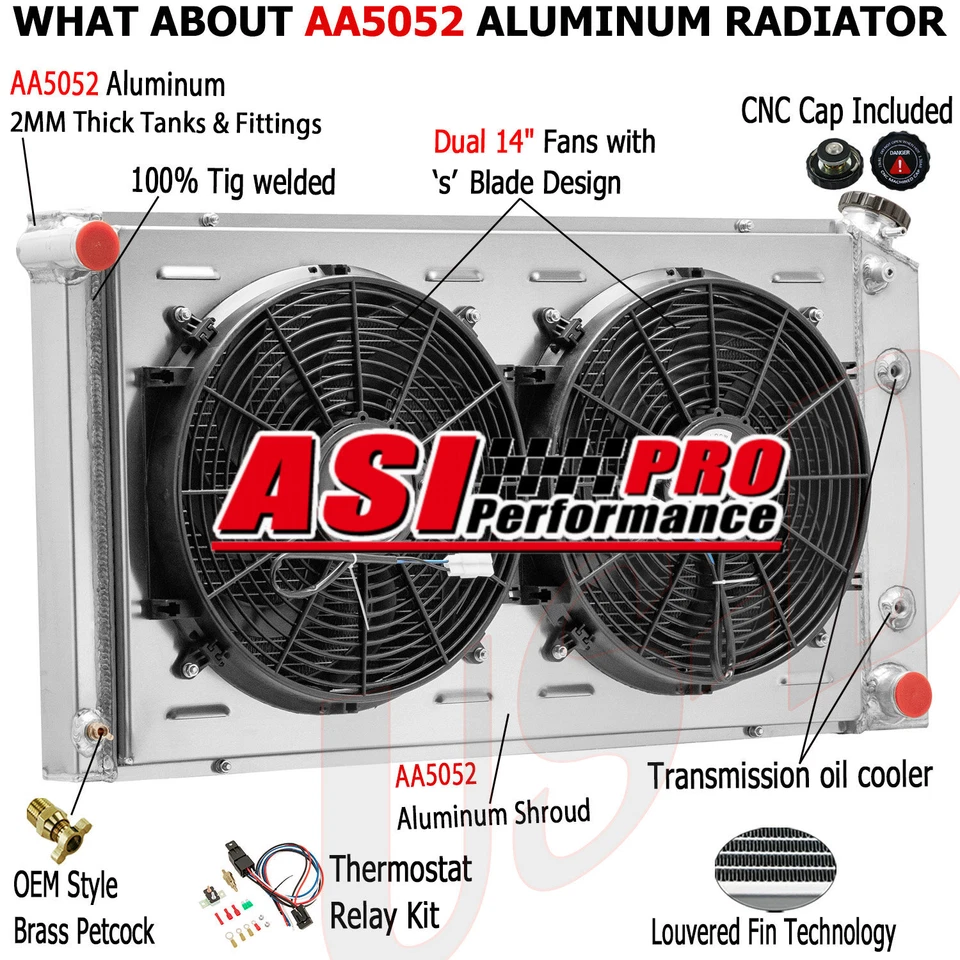 3-Row Radiator Shroud Fan Relay For 1977-1992 Cadillac Fleetwood 5.7L AT CC232 - Image 1 of 4