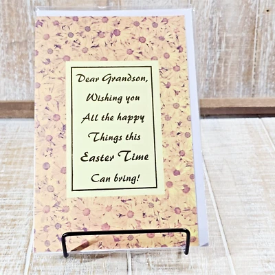 Tarjeta de felicitación popular de Pascua querido nieto margaritas amarillas cosas felices Foto 1 de 4