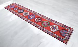3x14 Rug Runner Kurdish Rug Handmade Extra Long Runner Rug Actual 2.9x14.1 ft - Picture 1 of 11