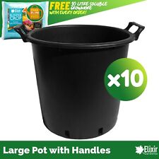10 x Heavy Duty 30 Litre Plastic Plant Pots with Handles | Containers/Tubs/Pots
