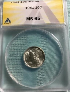 1941 Mercury Dime ANACS MS65 - Picture 1 of 2