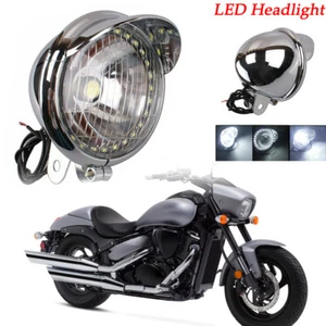 LED Motorcycle Headlight Motorbike HeadLamp Chrome For Harley Chopper Custom - Picture 1 of 11