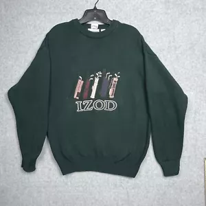 Izod Golf Pullover Herren Medium Grün 100% Baumwolle Bestickt Vintage - Bild 1 von 11