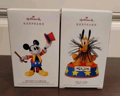 Hallmark Keepsake 2019 Disney Ornaments Lot Of 2 Mickey's Circus & Wild Lion - Image 1 of 4