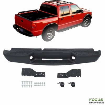 For Chevrolet S10 1998-2004 Black Steel Rear Bumper Replacement W/O Sensor Holes - Image 1 of 4