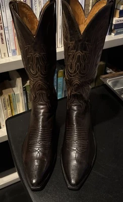 Lucchese 1883 Mens 8 1/2 D Corbin Mad Dog Chocolate Brown Western Boots VG++ - Image 1 of 4