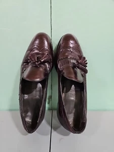Scarpe vintage FOOTJOY uomo 9,5D pelle bordeaux kiltie nappa mocassini abito USA - Foto 1 di 12