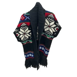 Ralph Lauren Womens Fair Isle Shawl Cardigan Sweater Southwestern Black Size S - Picture 1 of 8