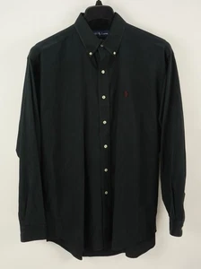 Camisa Ralph Lauren de sarga de algodón de seda para hombre grande manga larga negra con botones - Imagen 1 de 8