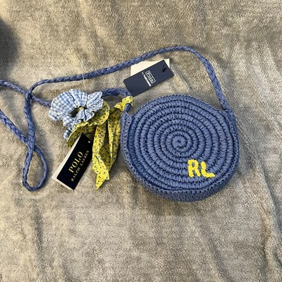 POLO RALPH LAUREN logo raffia crossbody with hair ties New With Tags - Image 1 of 4
