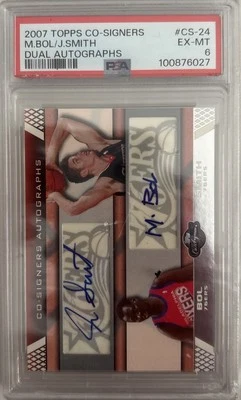 2007-08 Topps 联合签名者 Manute Bol Jason Smith #CS-24 新秀签名 RC PSA 6  — 第 1/2 张图片