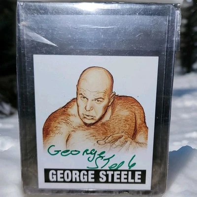 GEORGE ANIMAL STEELE TINTA VERDE 2012 Hoja Originales Lucha Firmado En Tarjeta Automático Foto 1 de 4
