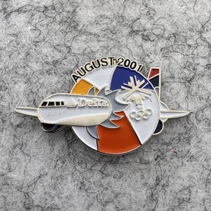 Salt Lake 2002 Olympics August 2001 Delta Airlines Plane Countdown Lapel Pin - Picture 1 of 3