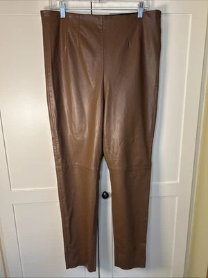 Leggings ajustados de tiro alto de cuero sintético marrón mediano XXL de Zara para mujer Foto 1 de 4