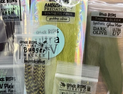 Kit Variedad Atar Moscas - Oliva y Blanco - Materiales para Atar Moscas Minnow Minded Foto 1 de 4
