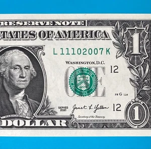 November 10, 2007 (L 11102007 K) BIRTHDAY Note $1 One Dollar Bill *UNC* - Picture 1 of 4