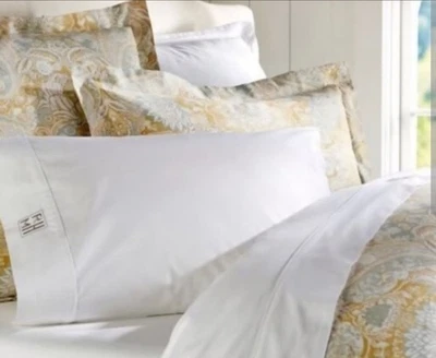 Pottery Barn Celeste Yellow/Gold Linen Blend Standard Shams Set of 2 NWOT - Image 1 of 4