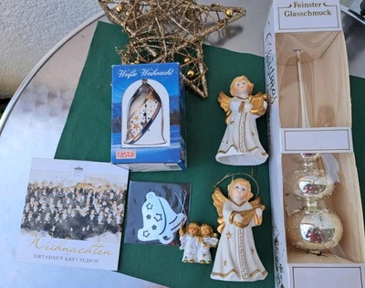 Weihnachts Deko Konvolut  Engel Weihnachtsbaumspitze Glocke mundgeblasen - Bild 1 von 4