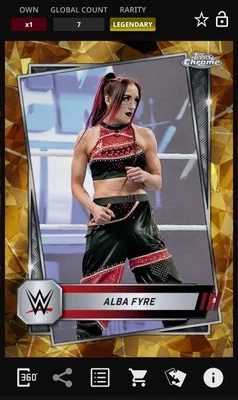 Topps WWE Slam 2025 Alba Fyre Chrome Sapphire Gold Legendary 50cc DIGITAL - Image 1 of 2