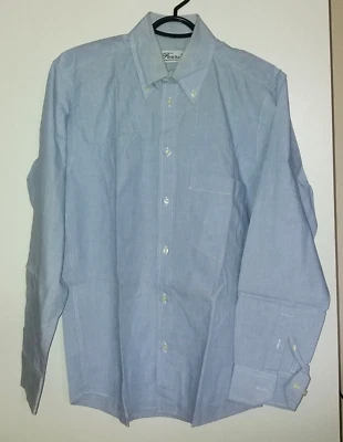 FERRO camicia azzurra maniche lunghe uomo taglia S tasca 100% cotone blu no stir - Immagine 1 di 4