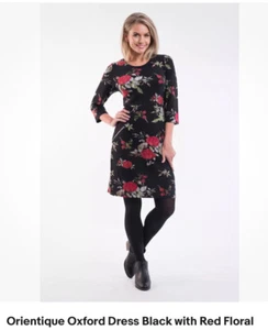🌻ORIENTIQUE NATURALLY AUSTRALIAN SIZE 16 AU FLORAL KNIT OXFORD SHIFT DRESS NWT - Picture 1 of 13