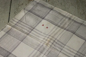 Antique Handkerchief Hand Sewn Purple Scarf Striped Plaid Fabric 19th C Cotton - Picture 1 of 9
