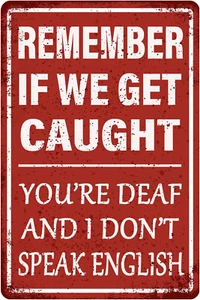 Funny Garage Decor Humor Man Cave Bar Signs, Remember If We Get Caught You'Re De - Picture 1 of 12