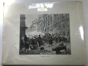 Vintage 1893 Print - A Barricade in 1830 by G. Cain. - Picture 1 of 3