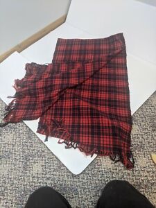 MENS H&M PLAID CHECKED RED BLACK LIGHTWEIGHT SCARF 