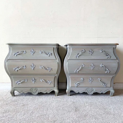 Vintage French Provincial Louis Xv Style Bombé Commodes by Baker - a Pair Cover