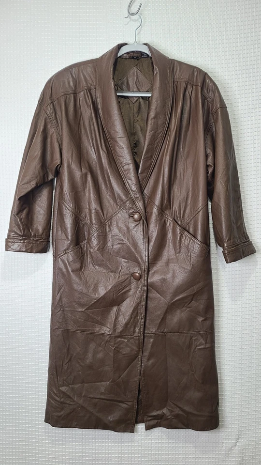 Gabardina de cuero genuino marrón talla S talla J. Ferrar UWD para mujer Foto 1 de 4