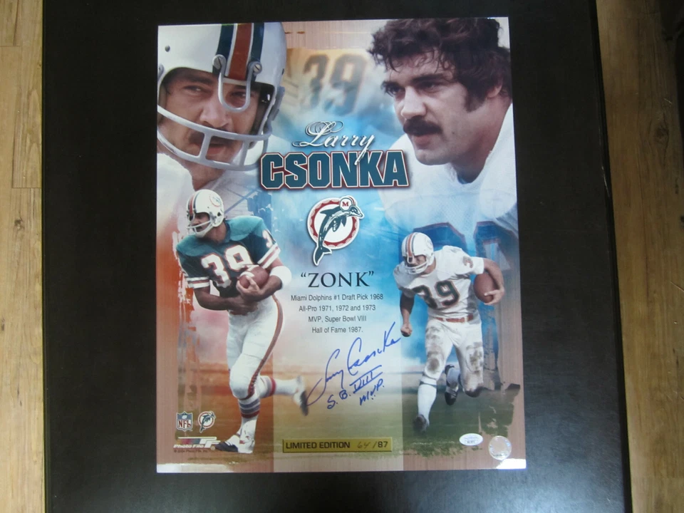 Larry Csonka Autograph Signed 16 X 20 Photo Miami Dolphins JSA SB VIII MVP - Image 1 of 1