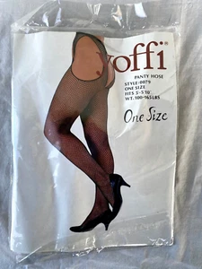 VTG YOFFI..SUSPENDER..FISHNET..BLACK..PANTYHOSE..ONE SIZE REG..NIP - Picture 1 of 1