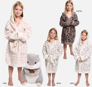 ComfyLuxe Children's Leopard Pattern Hooded Robe - Picture 1 of 21