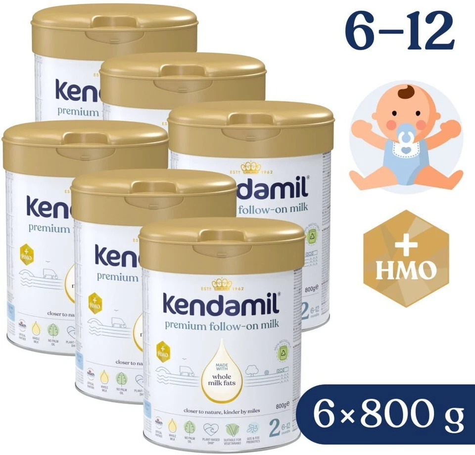 Kendamil Premium 2 HMO+ Fórmula Etapa 2 | 6x800g Importación UE | Sin aceite de palma | EE. UU. Foto 1 de 4