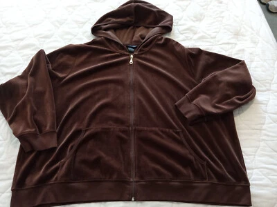 Venezia Jeans 26/28W Marrón Terciopelo Sudadera con Capucha Cremallera Completa Foto 1 de 4