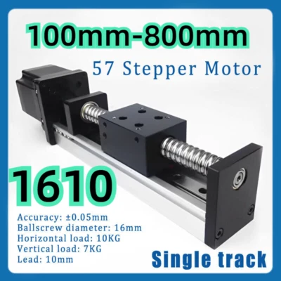 Ball Screw Linear Single Rail Motion Slide Table 57 Stepper Motor 1610 100-800mm - Image 1 of 4