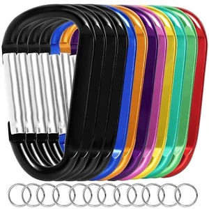 12PCS Carabiner Keychain Clip - 3" Aluminum Caribeener Key ClipD Ring Shape N... - Picture 1 of 7