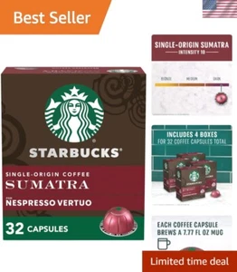 Coffee Pods Dark Roast Sumatra 32 Count For Nespresso Vertuo Machines - Picture 1 of 10
