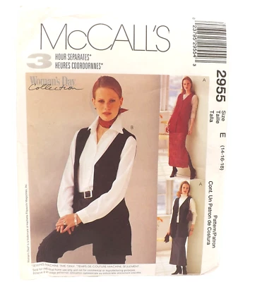 McCall's 2955 Sewing Pattern Size 14 16 18 Vest Pull on Skirt Pants Ladies - Image 1 of 4