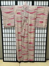 Vintage Japanese Lined Silk Kimono Pink And Multicolored