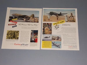 2 1945 Curtiss-Wright C-46 anuncios de comando de carga y transporte de tropas anuncios de aviones - Imagen 1 de 1
