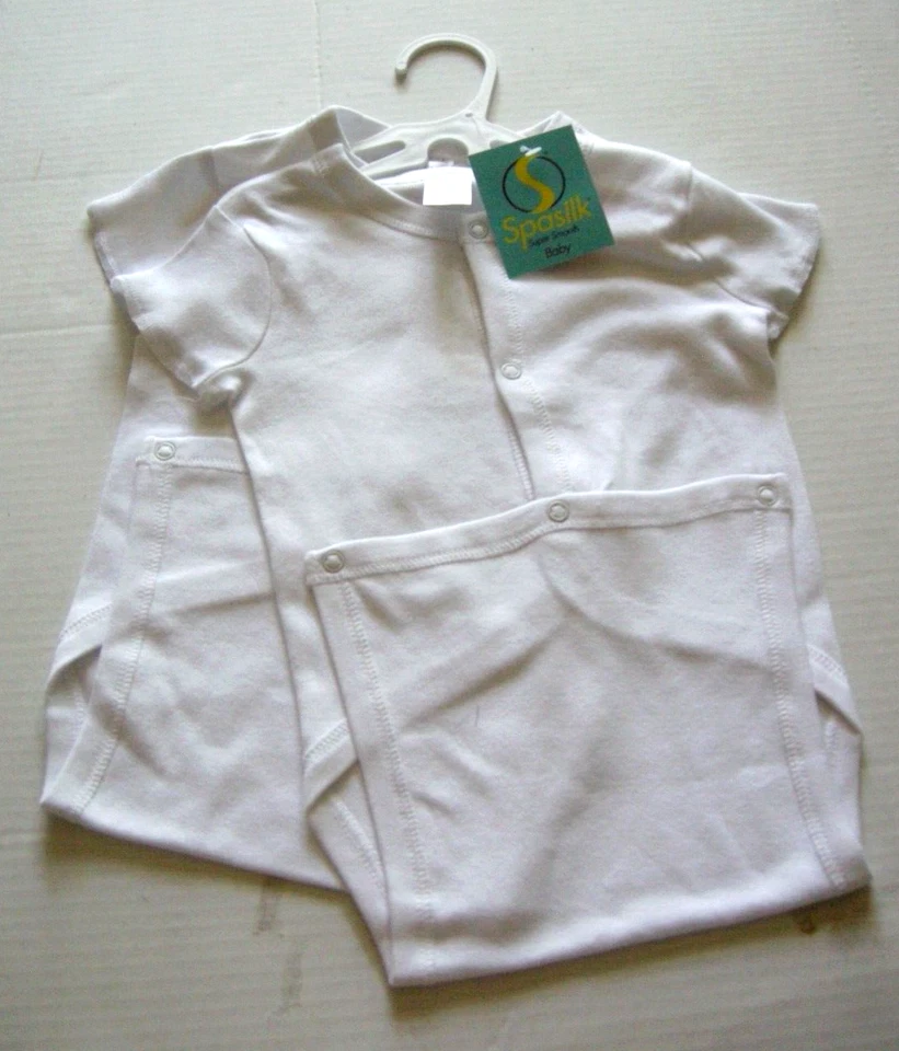 Body Spasilk, Pack de 2, Blanco Sólido, Talla 12 Meses, Algodón, Totalmente Nuevo Foto 1 de 1