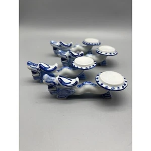 set of 4 Chinese porcelain Blue White Dragon Chopstick Rests - Picture 1 of 7