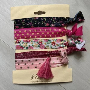 France Luxe L.Erickson Women Hair Band Color Ties Pink Glitter Ponytail 5 Set - Picture 1 of 5