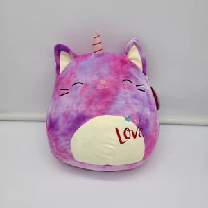Squishmallows Carla Caticorn Cat Valentine's 12" Plush Tie Dye Pink Purple Toy - Picture 1 of 9