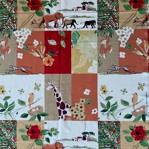 Silk Fabric Jungle Print Animals Flowers Birds Safari 3 yds Draping Slinky Hamil - Picture 1 of 13