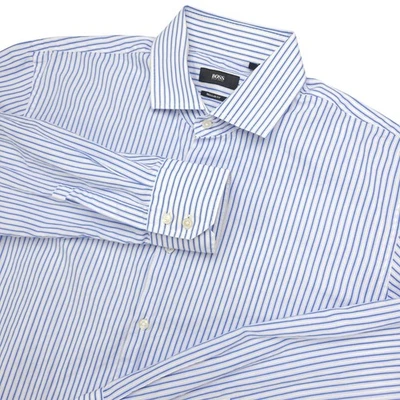 Camisa de vestir BOSS Hugo Boss para hombre 17-36/37 azul blanco a rayas ajuste regular Foto 1 de 4