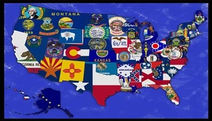 United States Map Emblem Patch W/ Hook & Loop Fastener Black Border - Picture 1 of 1
