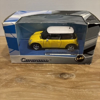 Cararama New Mini Cooper Yellow With White Top 2 Doors 1:43 Scale Die Cast New - Image 1 of 4